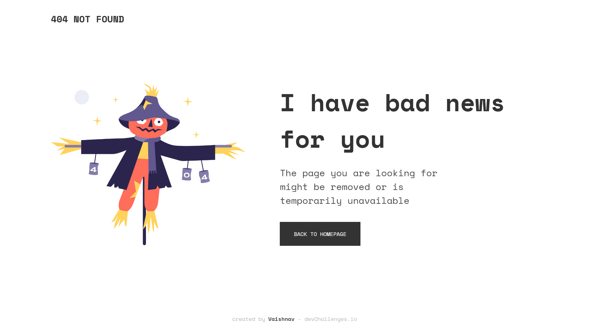 404 Error page